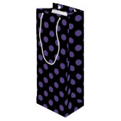 Ultra violette Polka Punkte auf schwarz Geschenktüte Für Weinflaschen (Rückseite Schrägansicht)