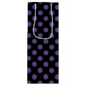 Ultra violette Polka Punkte auf schwarz Geschenktüte Für Weinflaschen (Vorderseite)