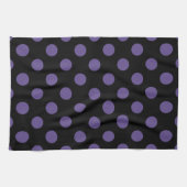 Ultra violette Polka Punkte auf schwarz Geschirrtuch (Horizontal)