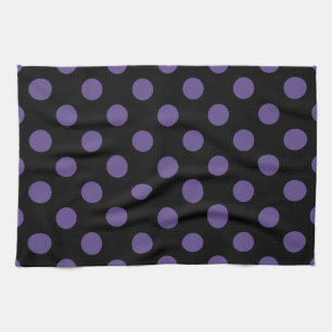 Ultra violette Polka Punkte auf schwarz Geschirrtuch