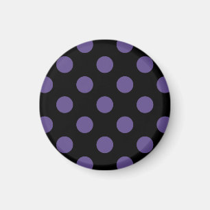 Ultra violette Polka Punkte auf schwarz Magnet