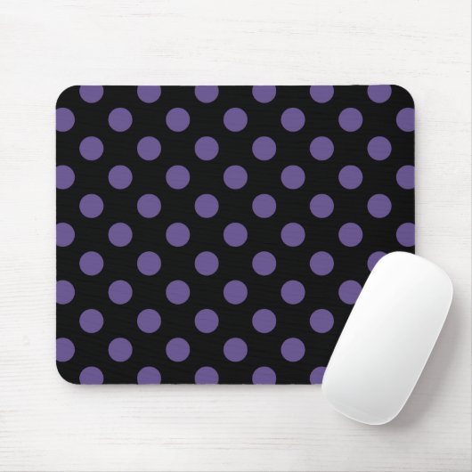 Ultra violette Polka Punkte auf schwarz Mousepad (Mit Mouse)