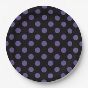 Ultra violette Polka Punkte auf schwarz Pappteller
