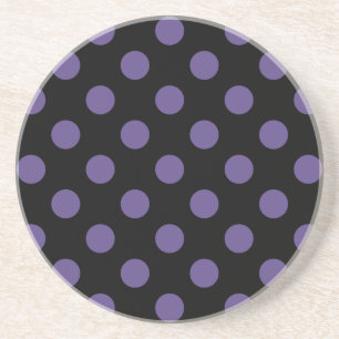 Ultra violette Polka Punkte auf schwarz Sandstein Untersetzer
