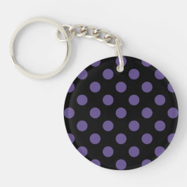 Ultra violette Polka Punkte auf schwarz Schlüsselanhänger