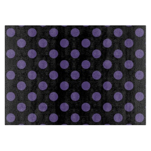 Ultra violette Polka Punkte auf schwarz Schneidebrett (Vorderseite)