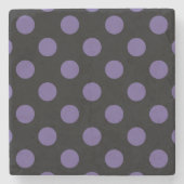 Ultra violette Polka Punkte auf schwarz Steinuntersetzer (Vorderseite)