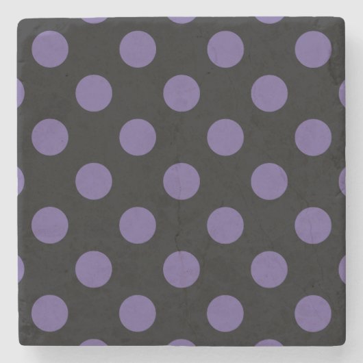 Ultra violette Polka Punkte auf schwarz Steinuntersetzer (Vorderseite)