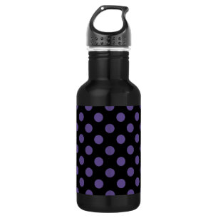 Ultra violette Polka Punkte auf schwarz Trinkflasche