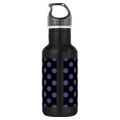 Ultra violette Polka Punkte auf schwarz Trinkflasche (Rückseite)