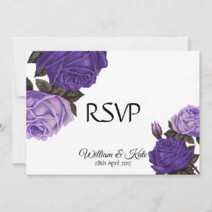 Ultra violette Rosen doppelseitige Hochzeit RSVP Einladung