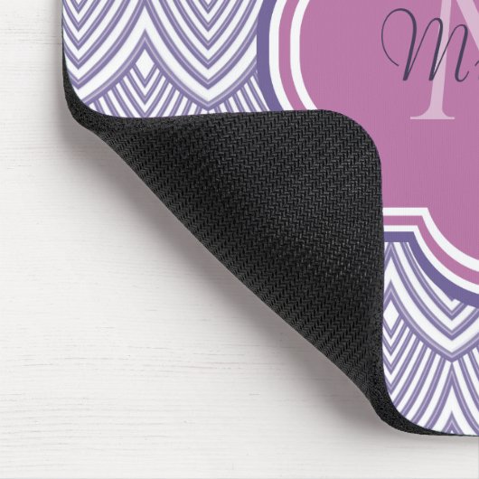 Ultra-violette Scallops Orchid Monogram Name Mousepad (Ecke)