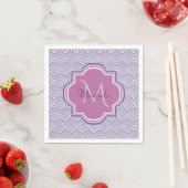 Ultra-violette Scallops Orchid Monogram Name Serviette (Beispiel)