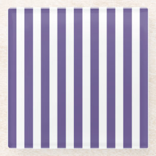 Ultra violette und weiße Candy-Streifen Glasuntersetzer