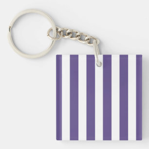 Ultra violette und weiße Candy-Streifen Schlüsselanhänger