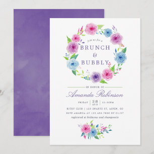 Ultra Violette Wasserfarbe Floral Brunch und Sprud Einladung