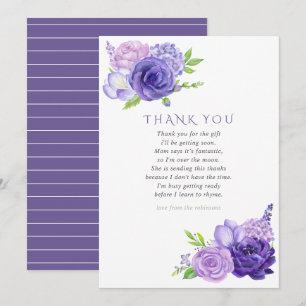 Ultra Violette Wasserfarbe Florale Babyparty Danks Einladung