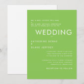 Ultra-zeitgenössische Lime Green Hochzeit Einladun Einladung (Vorne/Hinten)