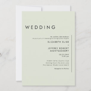 Ultra-zeitgenössische Salbei-Hochzeit Einladung