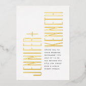 Ultraeinfache, moderne Minimalistische Schwarz-Gol Folieneinladung (Vorderseite)