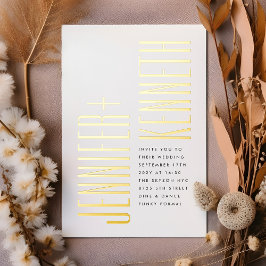 Ultraeinfache, moderne Minimalistische Schwarz-Gol Folieneinladung