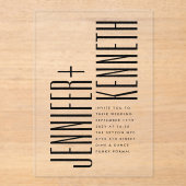 Ultraeinfache moderne Minimalistische Schwarz-weiß Acryleinladungen (Vorderseite)