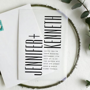 Ultraeinfache moderne Minimalistische Schwarz-weiß Acryleinladungen