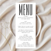 Ultraeinfache moderne Minimalistische Schwarz-weiß Menükarte