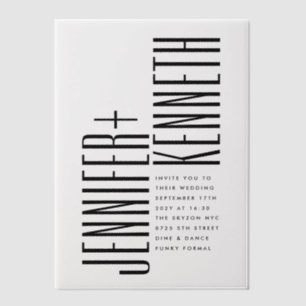 Ultraeinfache moderne Minimalistische Schwarz-weiß Pergament Einladungen