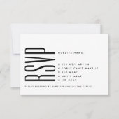 Ultraeinfache moderne Minimalistische Schwarz-weiß RSVP Karte (Vorderseite)