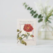 Ultraelegante, altmodische Rote Rose für Gärtner Visitenkarte (Stehend Vorderseite)