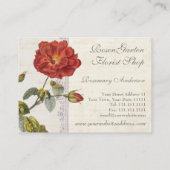 Ultraelegante, altmodische Rote Rose für Gärtner Visitenkarte (Rückseite)