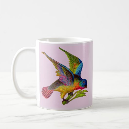 ultralfarbener Viktorianischer Vogeldruck Kaffeetasse (Links)