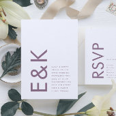 UltraLila und weiß - Modern fett große Monogramme Einladung