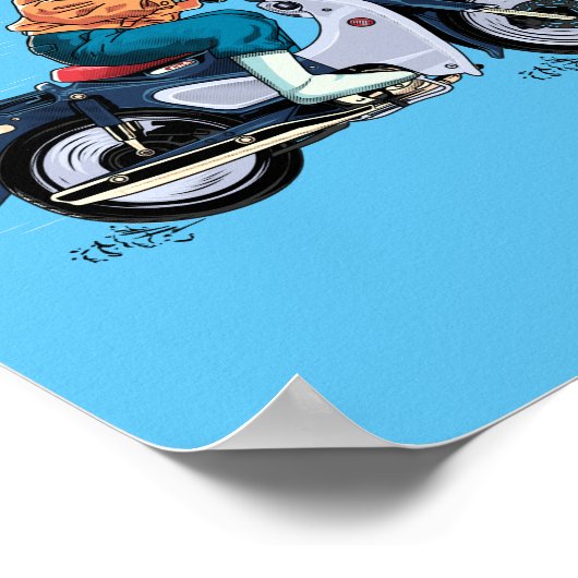 Ultraman fährt ein altes Motorrad Poster (Ecke)