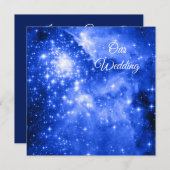 Ultramarine blaue Sterne Kosmische Hochzeit Einladung (Vorne/Hinten)