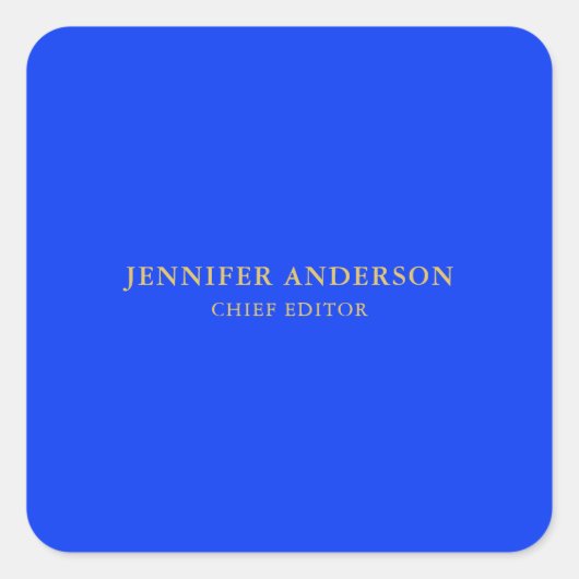 Ultramarine Blue Gold Professional Modern Plain Quadratischer Aufkleber (Vorderseite)