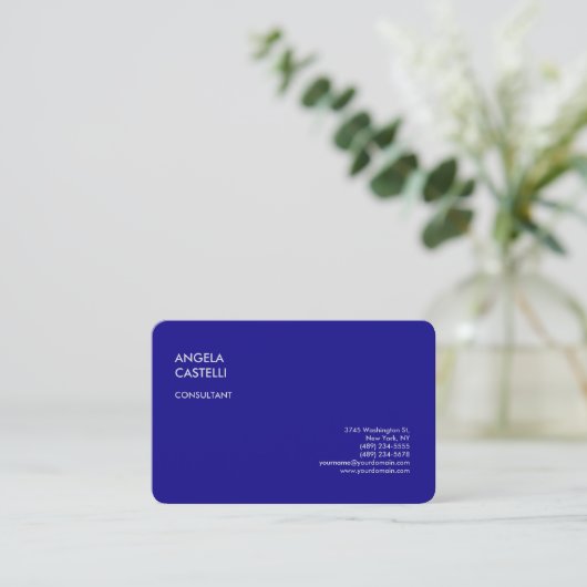 Ultramarine Blue Trendy Moderne Minimalistische Sc Visitenkarte (Stehend Vorderseite)