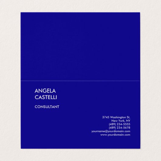 Ultramarine Blue Trendy Moderne Minimalistische Sc Visitenkarten (Außenseite Aufgefaltet)