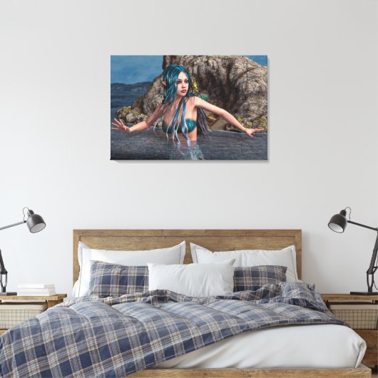 Ultramarine Mermaid Leinwanddruck (Insitu (Schlafzimmer))