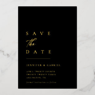 Ultraminimale Goldtypografie Save the Date Folieneinladung