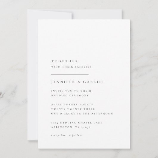 Ultraminimale Typografie-Hochzeit Einladung (Vorderseite)