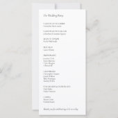 UltraMinimalistisches Schwarz-Weiß-Hochzeitsprogra (Rückseite)