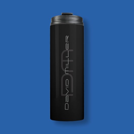 Ultramoderne Bezeichnung und Monogramm | Dunkelgra Thermosbecher
