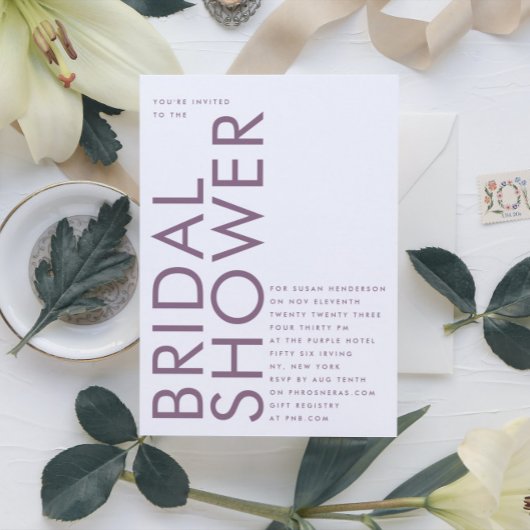 Ultramoderne Editierbare Lila und weiße Bridal Einladung