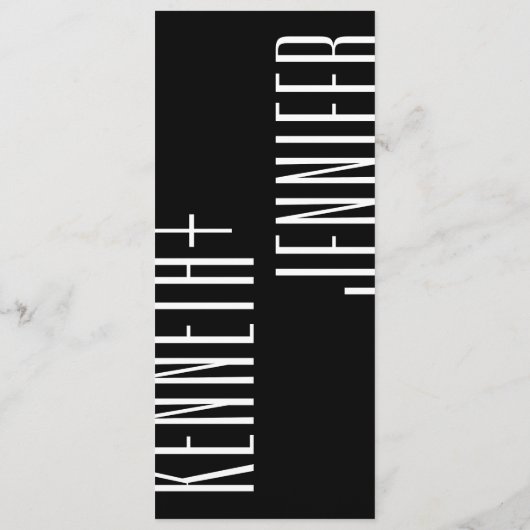 Ultramoderne, einfache Minimalistische Schwarz-wei Menükarte (Rückseite)