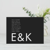 Ultramoderne, fette Große Monogramm Minimalistisch Einladung (Stehend Vorderseite)