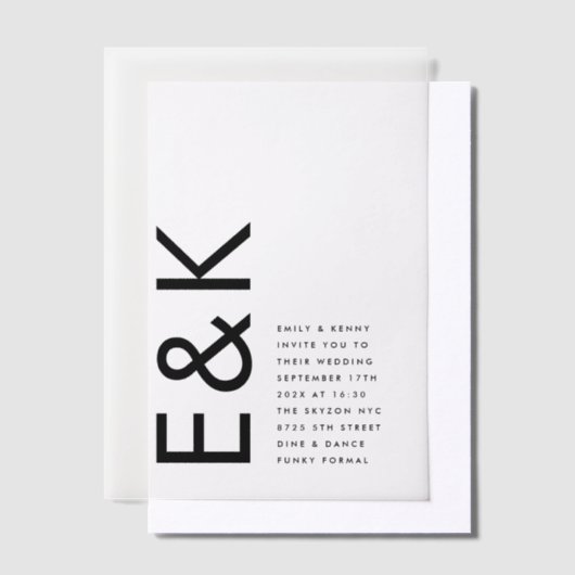 Ultramoderne, fette Monogramm-Hochzeit Pergament Einladungen (Versetzt)