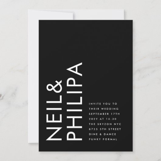 Ultramoderne, fette Namen QR CODE UAWG Wedding Einladung (Vorderseite)