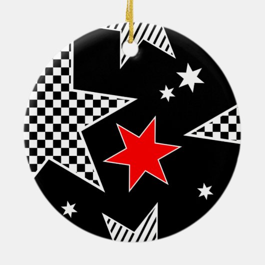 Ultramoderne futuristische Schwarz-Weiß Keramik Ornament (Hinten)